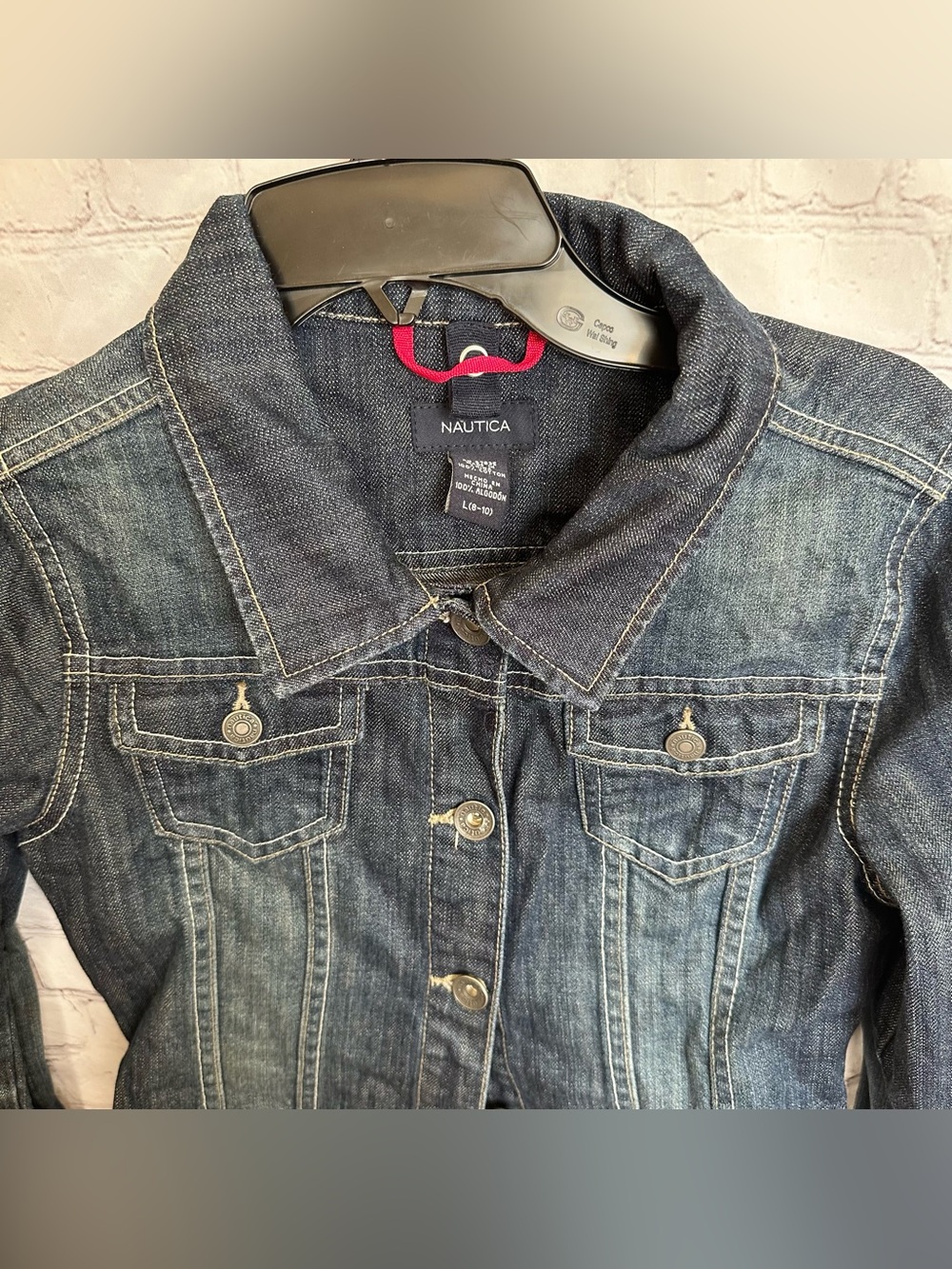 Nautica Kids Girls Size L 8-10 Jean Denim Jacket Dark Blue - Picture 2 of 5